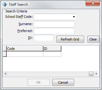 Staff Search window