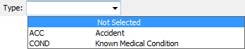 Type field popup dialog (Medical maintenance, incident tab, cut down)