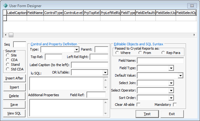 User Form Designer window