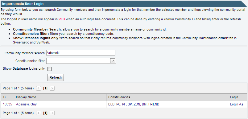 Admin Panel - Impersonate (Impersonate user login page)