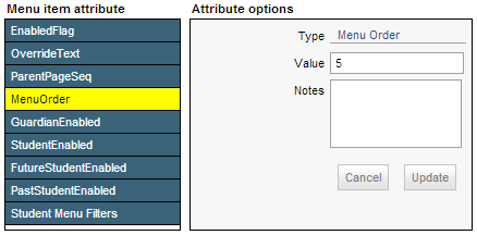 Configuration- MenuOrder attribute (Community Portal)