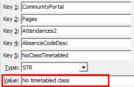 Configuration File Maintenance - AbsenceCodeDesc NoClassTimetabled