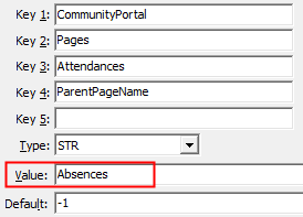 Configuration File Maintenance - Attendances,ParentPageName configuration setting