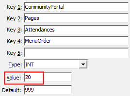 Configuration File Maintenance - Attendances - MenuOrder configuration setting