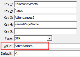 Configuration File Maintenance - Attendances2,ParentPageName configuration setting