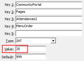 Configuration File Maintenance - Attendances2 - MenuOrder configuration setting