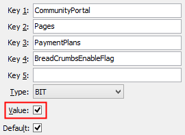 Configuration File Maintenance - BreadCrumbsEnableFlag
