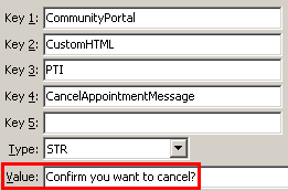 Configuration File Maintenance - CancelAppointmentMessage setting (value cutdown, portal)