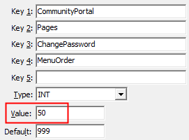Configuration File Maintenance - ChangePassword - MenuOrder