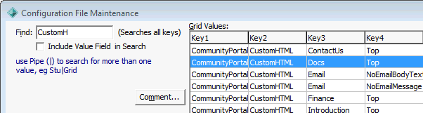 Configuration File Maintenance - CommunityPortal CustomHTML Docs Top