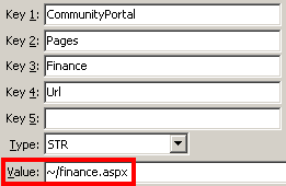 Configuration File Maintenance - FinanceURL setting (value cutdown, portal)
