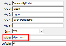 Configuration File Maintenance - Logout,ParentPageName configuration setting