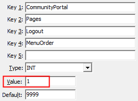 Configuration File Maintenance - Logout - MenuOrder configuration setting