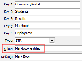 Configuration File Maintenance - Markbook,DisplayText