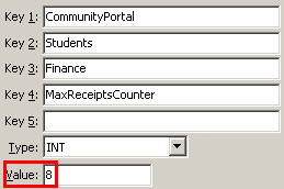 Configuration File Maintenance - MaxReceiptsCounter setting (value cutdown, portal)