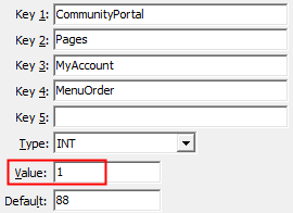 Configuration File Maintenance - MyAccountt - MenuOrder configuration setting
