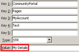 Configuration File Maintenance - MyAccountText setting (value cutdown, portal)