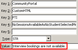 Configuration File Maintenance - NoSessionsAvailableAsNoStudentSelectedMessage setting (value cutdown, portal)