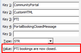 Configuration File Maintenance - PortalBookingsClosedMessage configuration setting