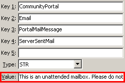 Configuration File Maintenance - PortalMailMessageServerSendMail setting (value cutdown, portal)