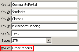 Configuration File Maintenance - PreReportsHeadingText setting (value cutdown, portal)