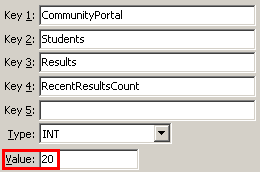 Configuration File Maintenance - RecentResultsCount setting (value cutdown, portal)