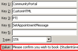 Configuration File Maintenance - SetAppointmentMessage setting (value cutdown, portal)