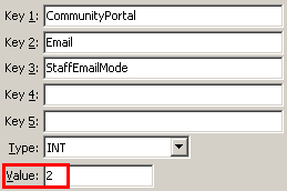 Configuration File Maintenance - StaffEmailMode setting (value cutdown, portal)
