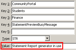 Configuration File Maintenance - StatementPreviewBusyMessage setting (value cutdown, portal)