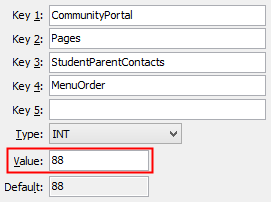 Configuration File Maintenance - StudentParentContactsMenuOrder