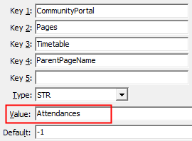 Configuration File Maintenance - Timetable,ParentPageName configuration setting
