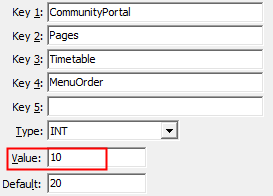 Configuration File Maintenance - Timetable - MenuOrder configuration setting