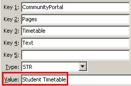 Configuration File Maintenance - TimetableText setting (value cutdown, portal)