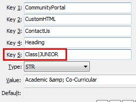 Configuring community portal by year level when key 5 is already used