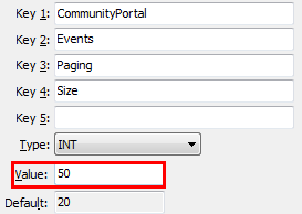 Events Paging Size onfiguration setting