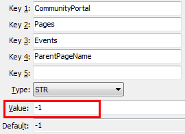 Events ParentPageName configuration setting