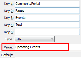 Events Text configuration setting
