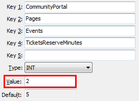 Events TicketsReserveMinutes configuration setting