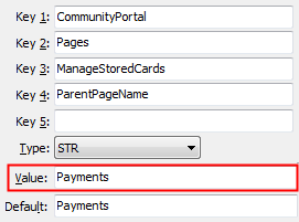 ManageStoredCards - ParentPageName configuration setting