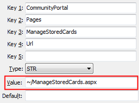 ManageStoredCards - URL configuration setting