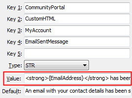 MyAccount - EmailSentMessage configuration setting