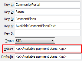 PaymentPlans - AvailablePaymentPlansText configuration setting