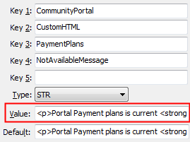 PaymentPlans - NotAvailableMessage configuration setting