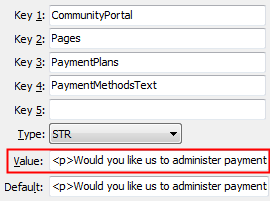 PaymentPlans - PaymentMethodsText configuration setting