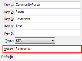 Payments - Text configuration setting