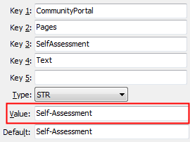 SelfAssessment - Text configuration setting