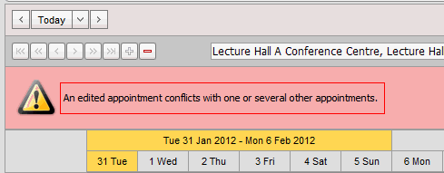 Accommodation Calendar - conflict error message (synweb)