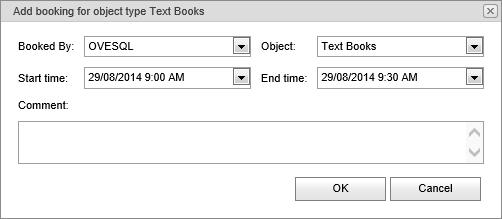 Add Booking window (Bookings Maintenance - by Period)