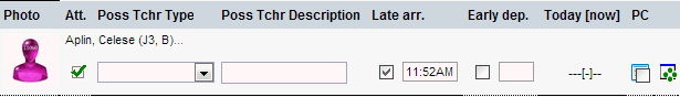 Attendance Maintenance window (Grid area, cut down)