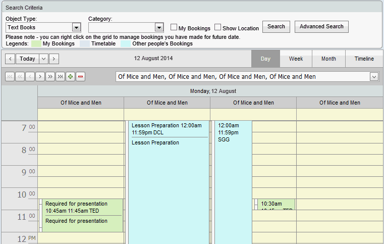 Bookings Maintenance - By Date (synweb, cut down)